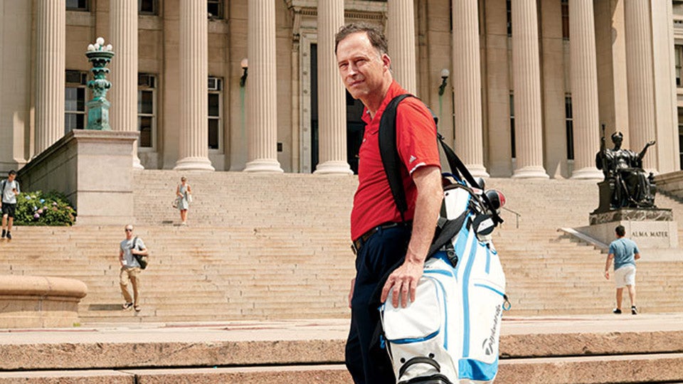 Mark Broadie on Low Library steps