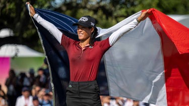 celine boutier poses with french flag