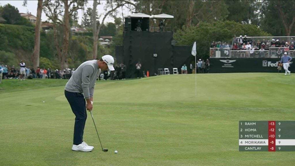 Collin Morikawa played a 5-wood for his second shot on the 10th hole Saturday at the Genesis Invitational.