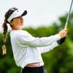 Gabriela Ruffels hits a shot to the 4th hole at Baltusrol Golf Club during a practice round for the KPMG Women's PGA Championship on June 21, 2023.