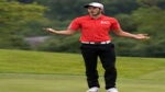 Footballer Gareth Bale gestures to the crowd during the annual Celebrity Cup golf tournament at Celtic Manor Resort on July 4, 2015 in Newport, Wales. The Celebrity Cup sees celebrities from England, Wales, Ireland and Scotland competing against each other.