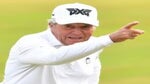 Gary Player of Republic of South Africa gestures at the 3rd green prior to The Senior Open Presented by Rolex at The King's Course on July 19, 2022 in Gleneagles, United Kingdom