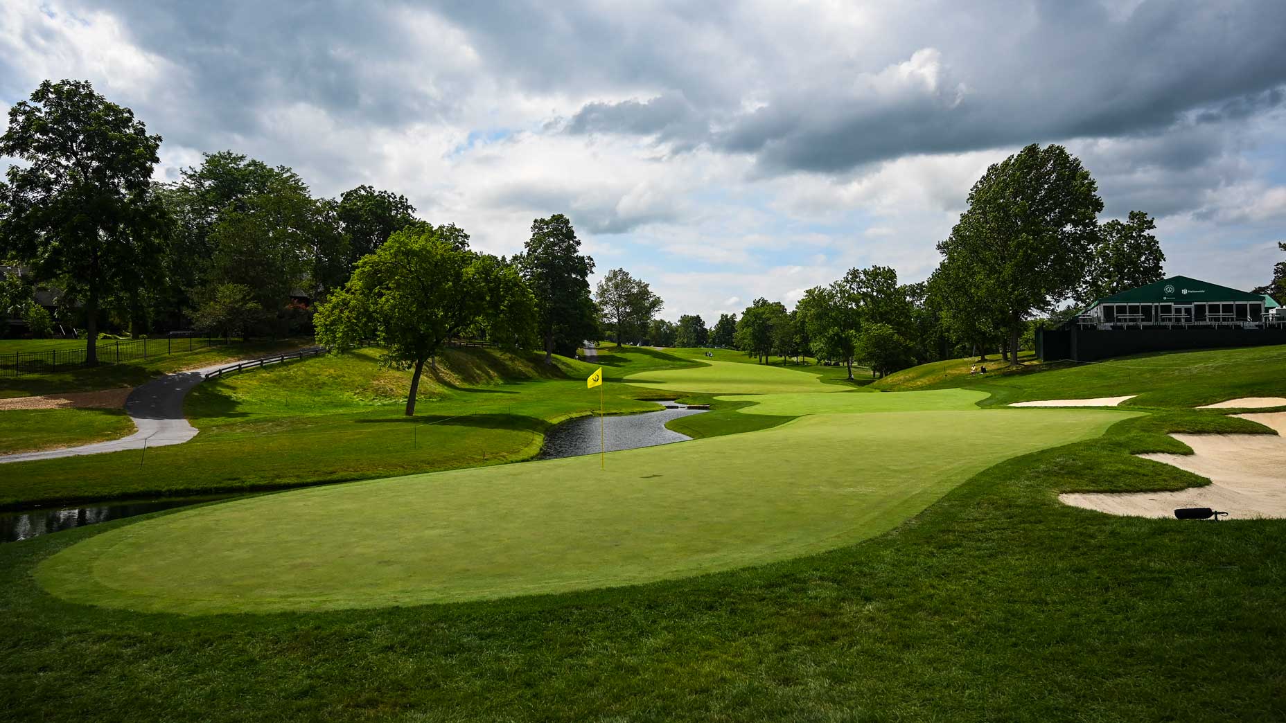 The par-4 14th hole at Muirfield Village Golf Club in 2020.