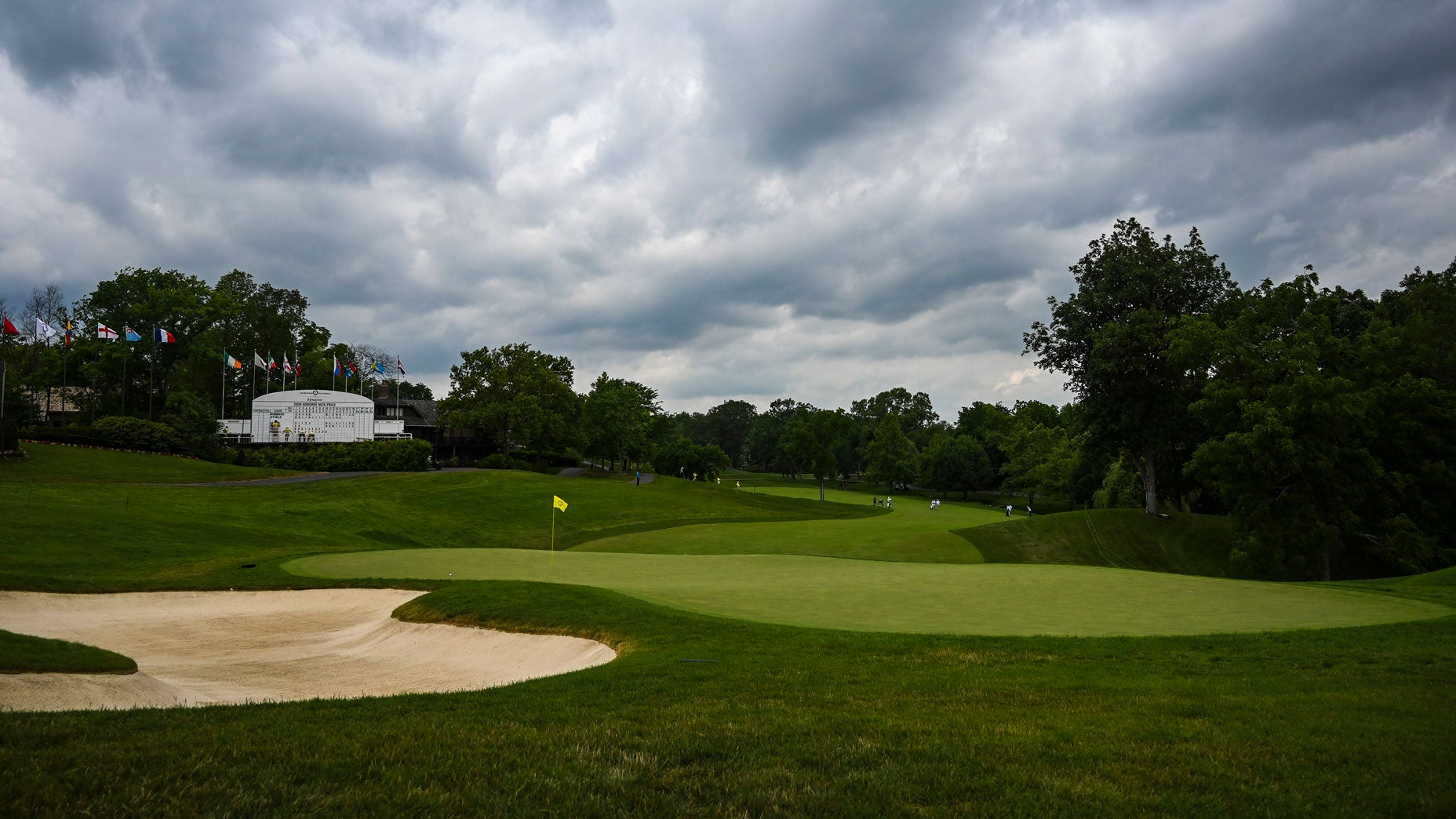 The par-4 18th hole at Muirfield Village Golf Club in 2020.