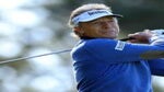 Bernhard Langer hits shot at 2022 Masters