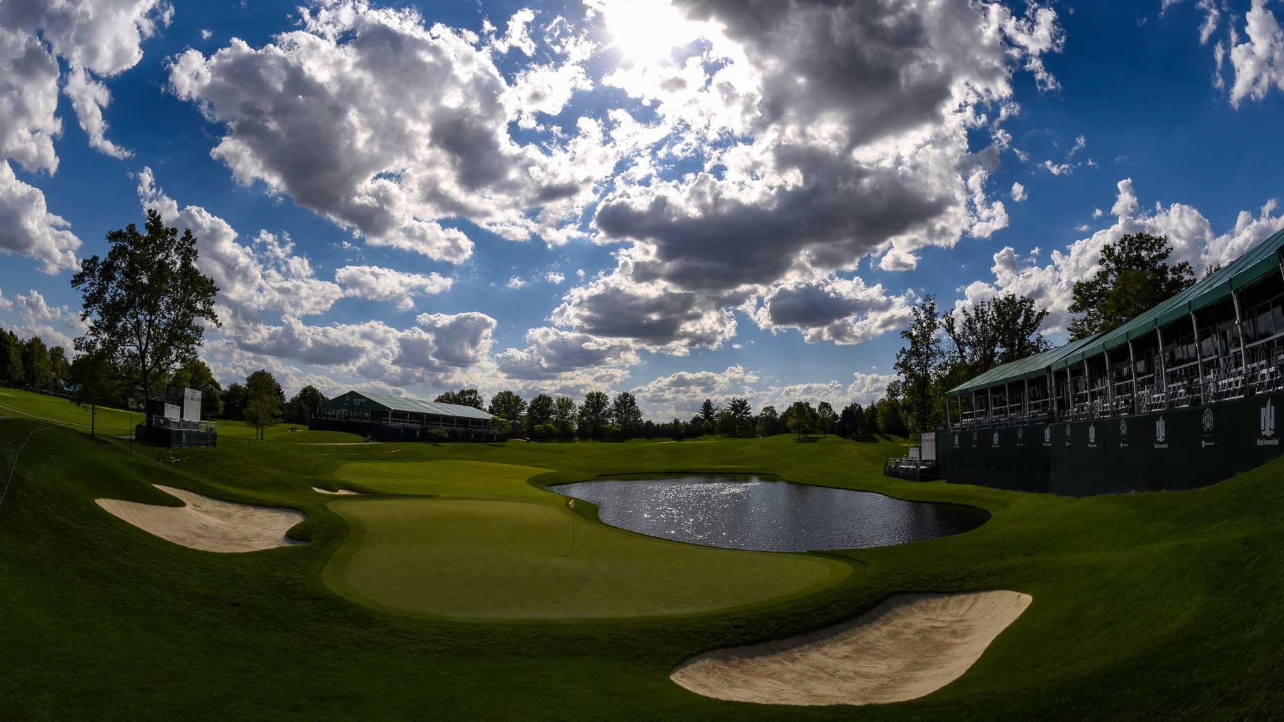 The par-3 16th hole at Muirfield Village Golf Club in 2017.