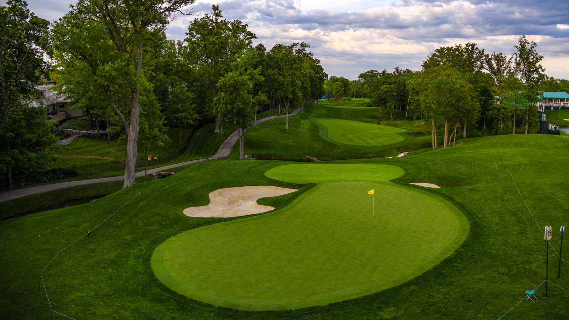 The par-5 15th hole at Muirfield Village Golf Club in 2017.