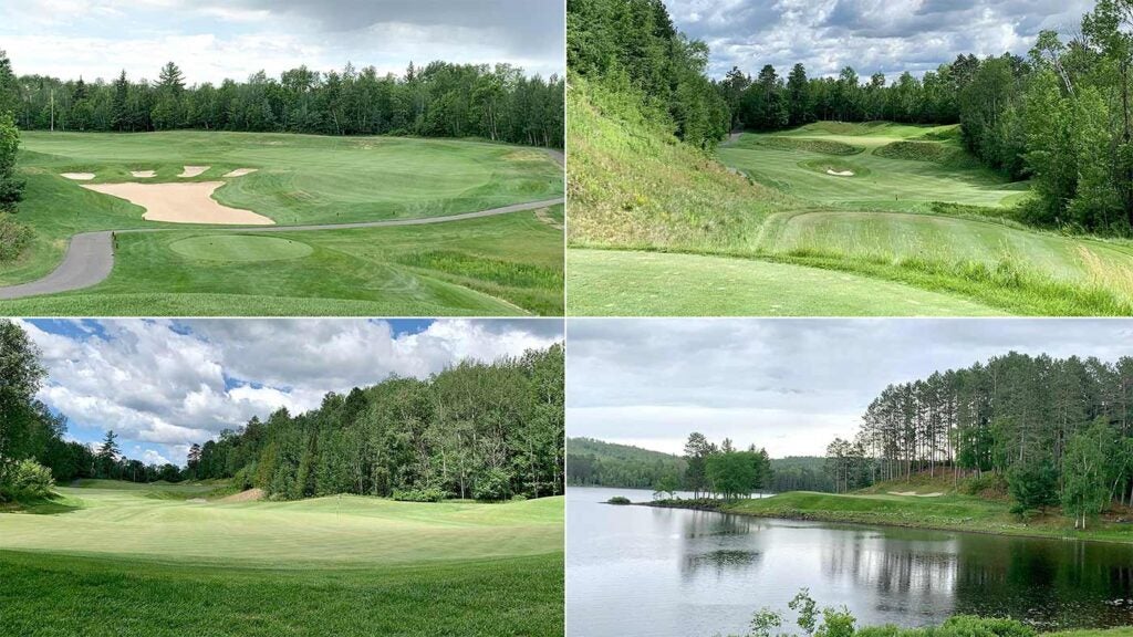 Four photos of giants ridge golf resort in minnesota.