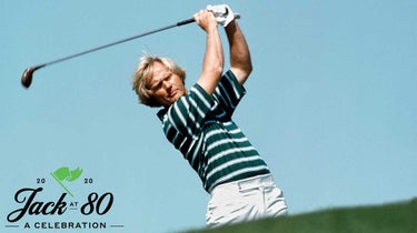 Jack Nicklaus watches a shot during a tournament.