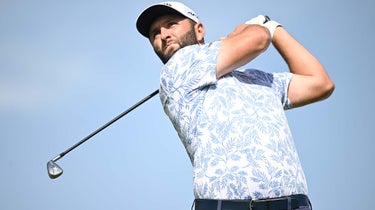 John Rahm of Spain plays his tee shot on the 10th hole during Day Three of the acciona Open de Espana presented by Madrid at Club de Campo Villa de Madrid on October 08, 2022 in Madrid, Spain.