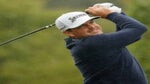 Keegan Bradley hits drive during 2022 Wells Fargo Championship