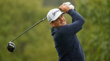 Keegan Bradley hits drive during 2022 Wells Fargo Championship