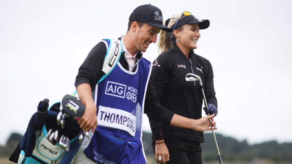 Lexi Thompson, with a local caddie at Carnoustie, is in good shape after two rounds in the final major of the year.