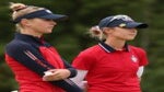 Jessica Korda of Team USA and Nelly Korda of Team USA prepare to putt on the seventh green during the first round of the Solheim Cup at the Inverness Club on September 04, 2021 in Toledo, Ohio.