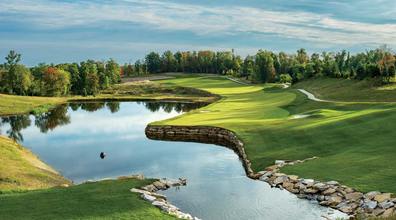 The 18th hole at Shepherd's Rock at Nemacolin Woodlands Resort.
