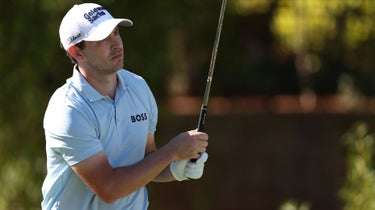 Patrick Cantlay plays his shot from the 11th tee during the third round of the Shriners Children's Open at TPC Summerlin on October 08, 2022 in Las Vegas, Nevada.