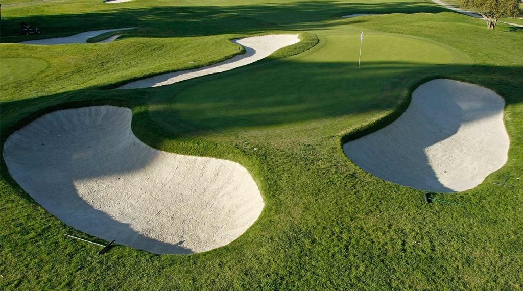 A look at the difficult and narrow green of the 10th at Riviera.