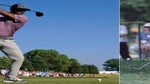 NFL great Ronde Barber takes his tee shot on the 10th hole during the Compass Challenge prior to the 3M Open at TPC Twin Cities on July 20, 2022 in Blaine, Minnesota.