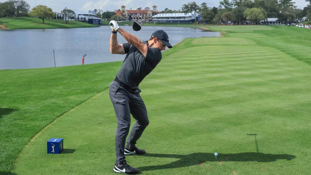 Rory McIlroy hits tee shot at 2022 Players Championship