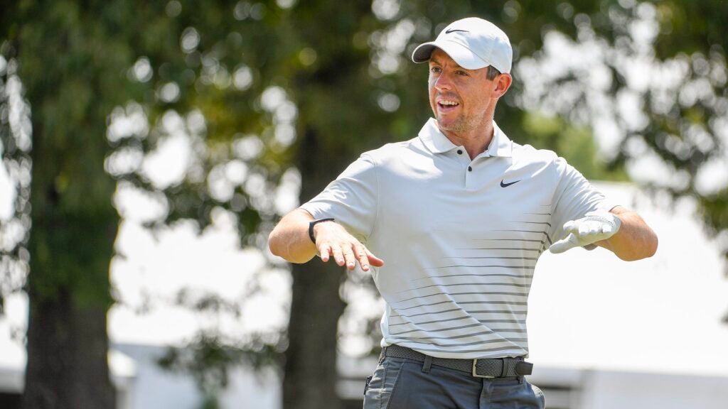 Rory McIlroy on the driving range in Memphis.