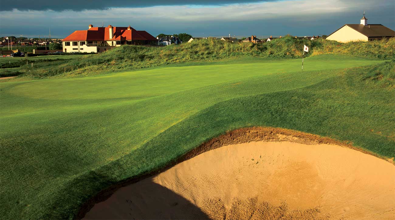 The new home hole at Royal Portrush, with the clubhouse on the left.