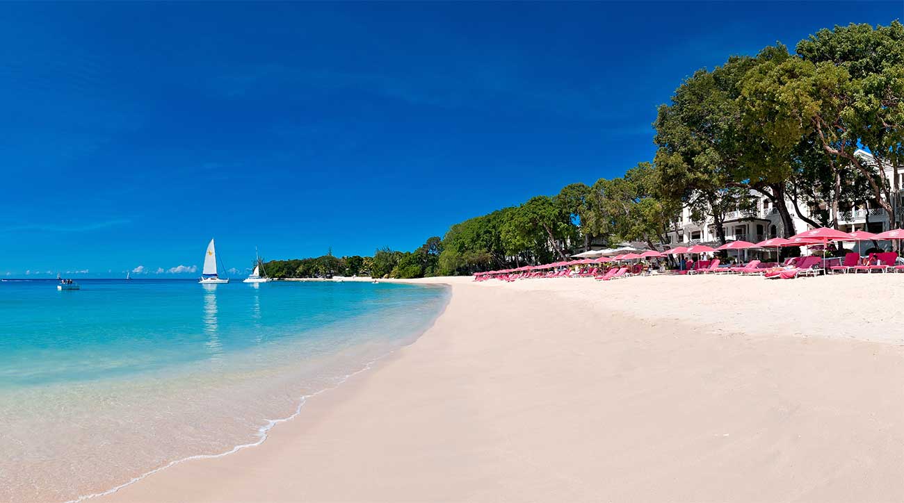 The beach at Sandy Lane Resort in Barbados.