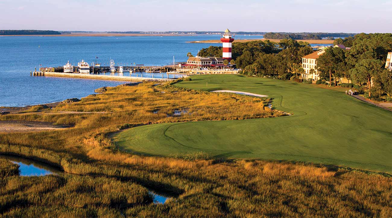 The view of the iconic 18th hole at Harbour Town at Sea Pines Resort.