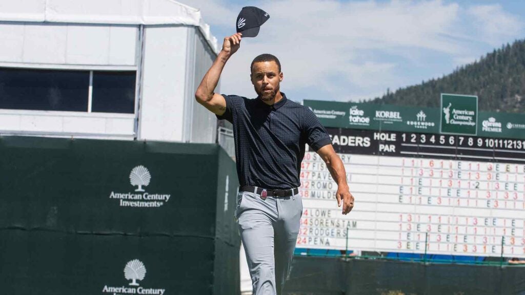 After winning the American Century Championship, 4-time NBA champ Stephen Curry compares the pressure in golf to that of the NBA