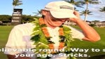 Steve Stricker reacts to a video made for him by the PGA Tour after winning the PGA Tour Champions Mitsubishi Electric Championship at Hualalai.