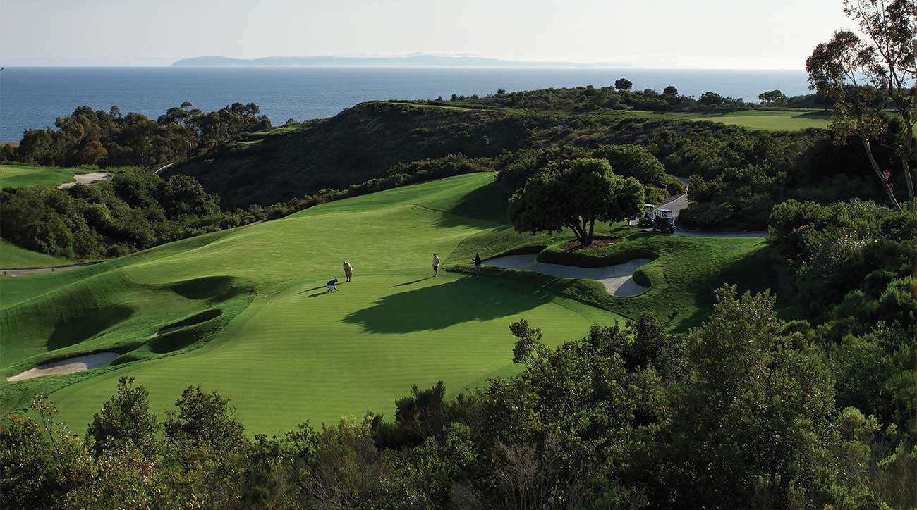 The 18th hole of the Ocean South Course at The Resort at Pelican Hill.
