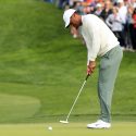 Tiger Woods putts during the second round of the 2020 Farmers Insurance Open