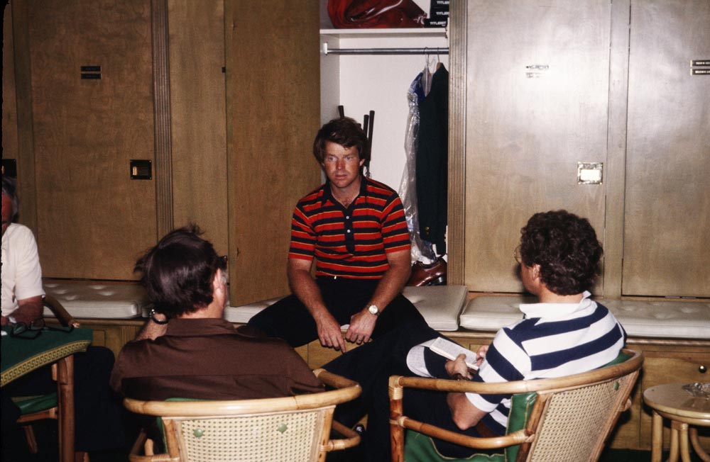 Tom Watson sits in an Augusta National locker room at the 1978 Masters.