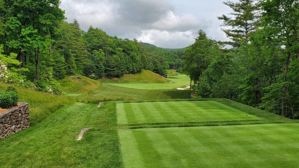 The 1st hole at Wade Hampton Golf Club in Cashiers, N.C.